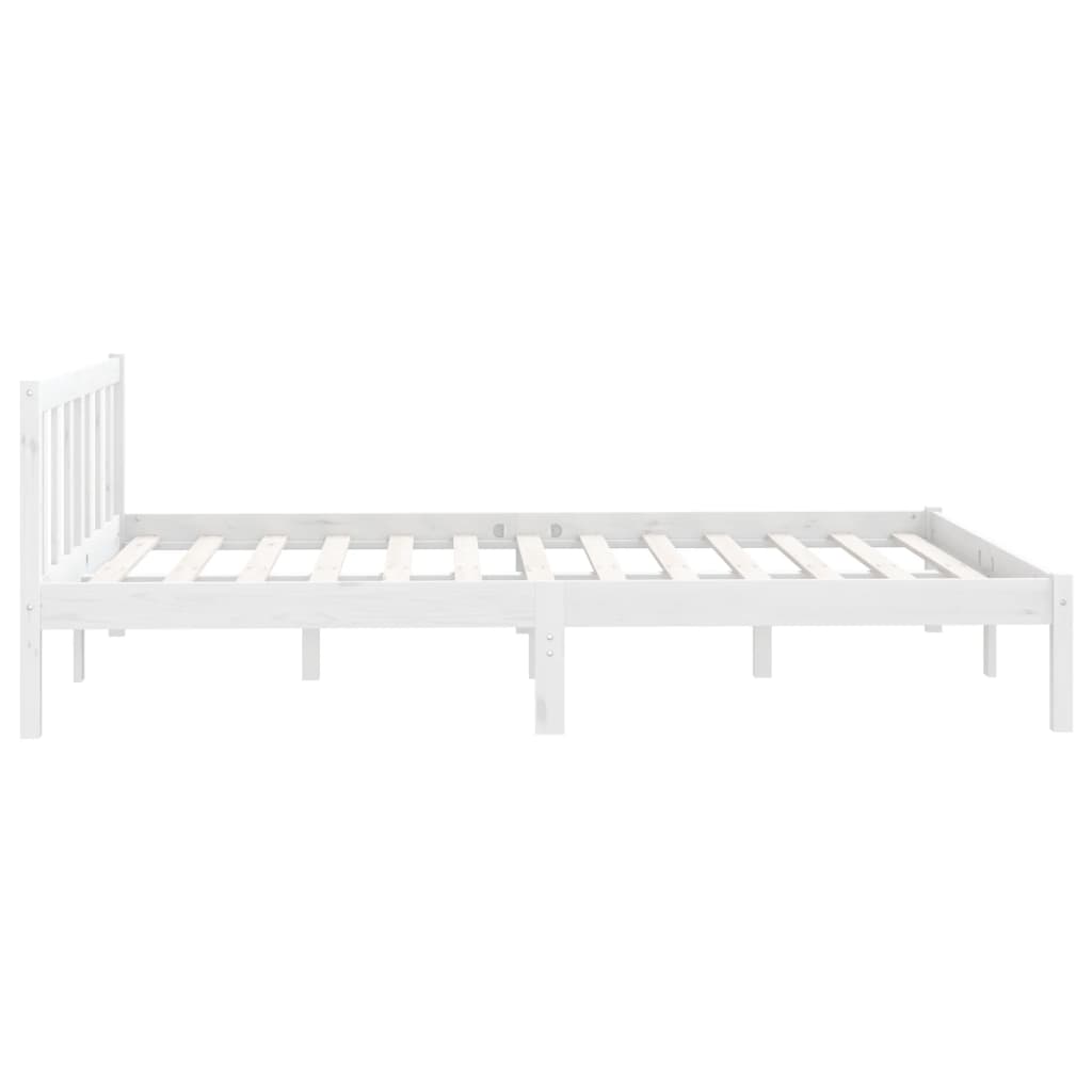 Bed Frame without Mattress White Solid Wood Pine 150x200 cm