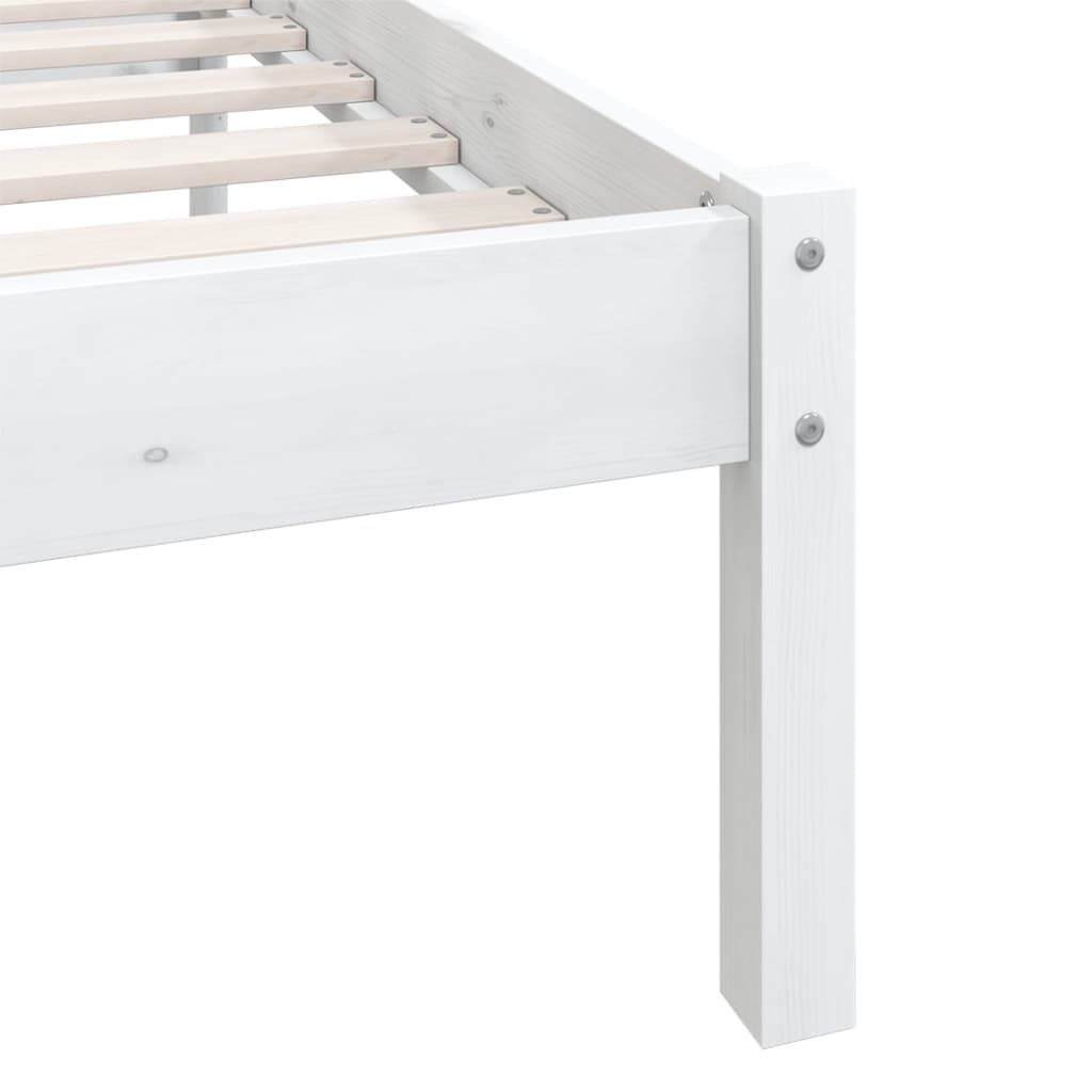 Bed Frame without Mattress White Solid Wood Pine 150x200 cm