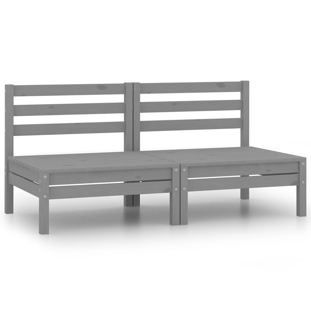 Garden 2-Seater Sofa Grey Solid Wood Pine
