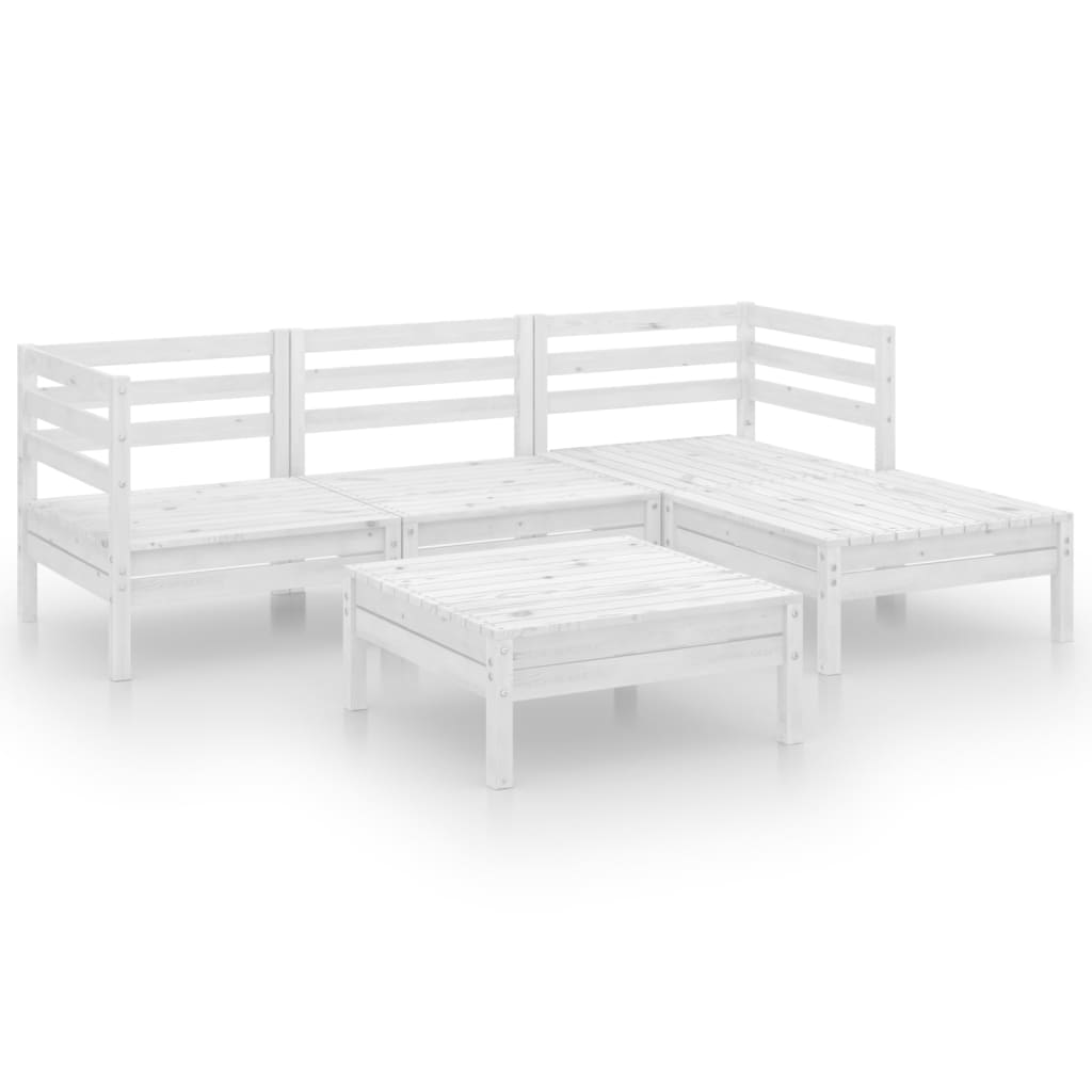 5 Piece Garden Lounge Set Solid Pinewood White