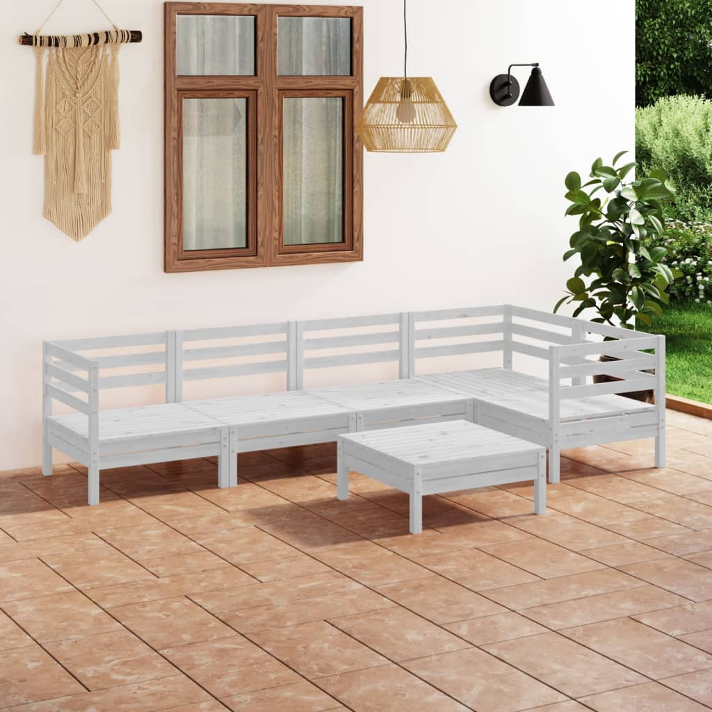 6 Piece Garden Lounge Set Solid Pinewood White