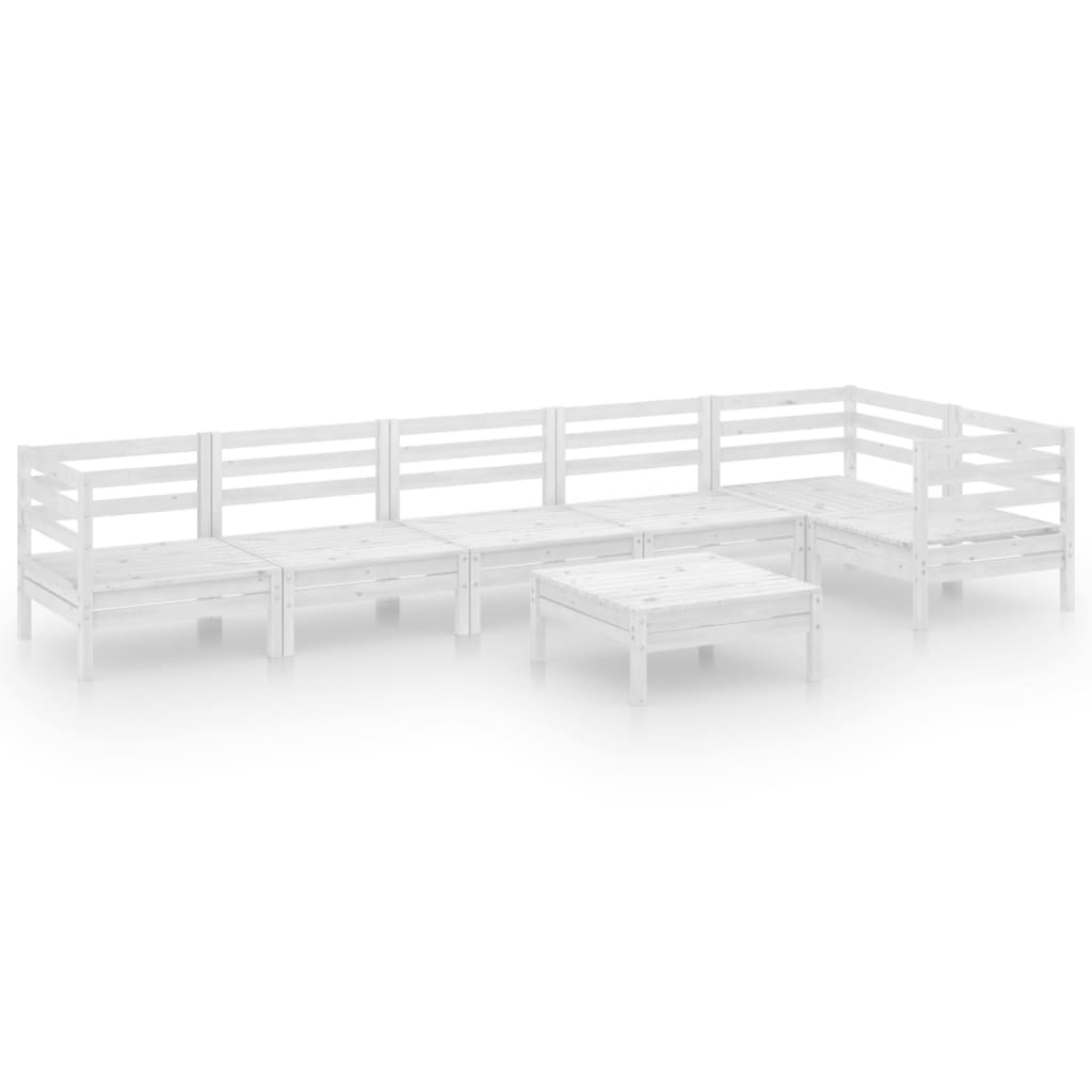 7 Piece Garden Lounge Set Solid Pinewood White