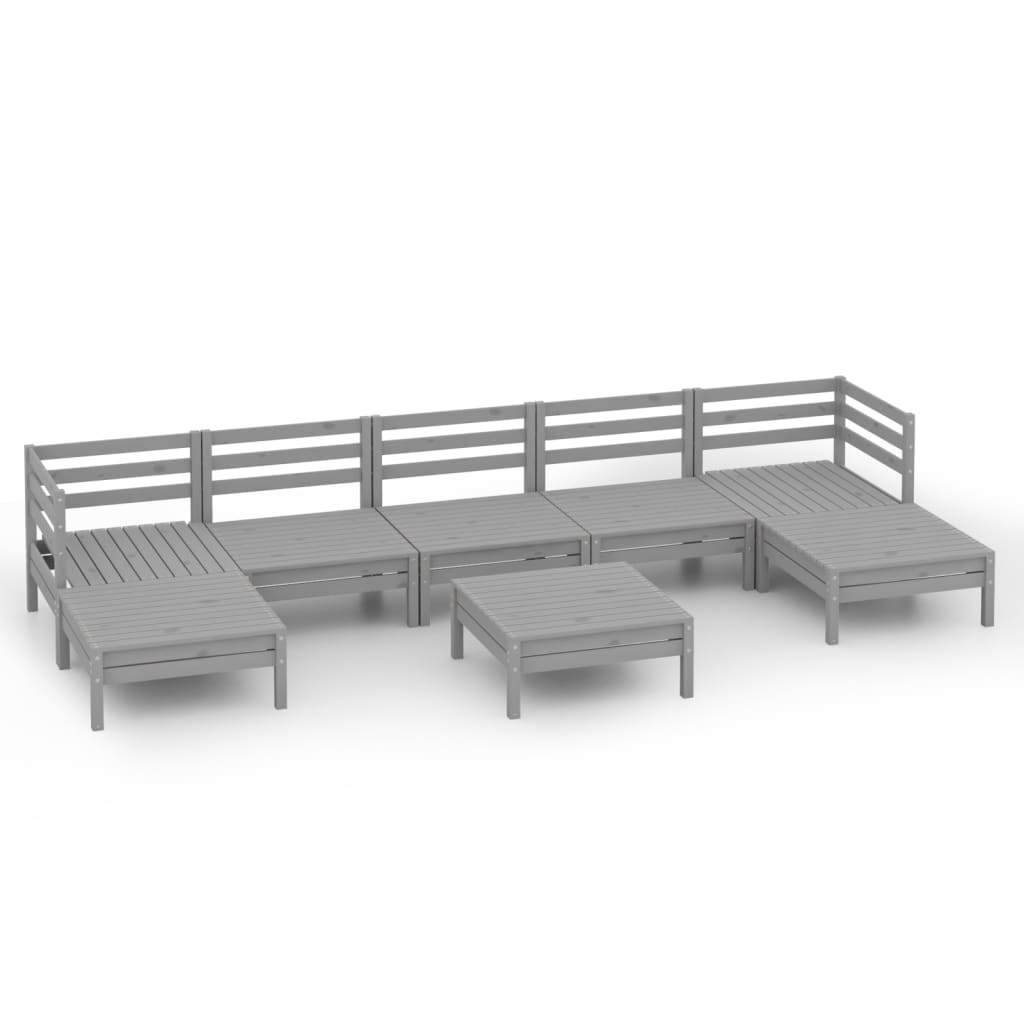 8 Piece Garden Lounge Set Grey Solid Pinewood