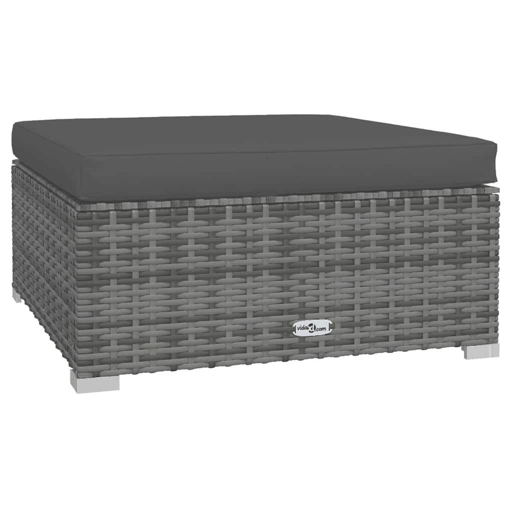 4 Piece Garden Lounge Set with Cushions Grey Poly Rattan