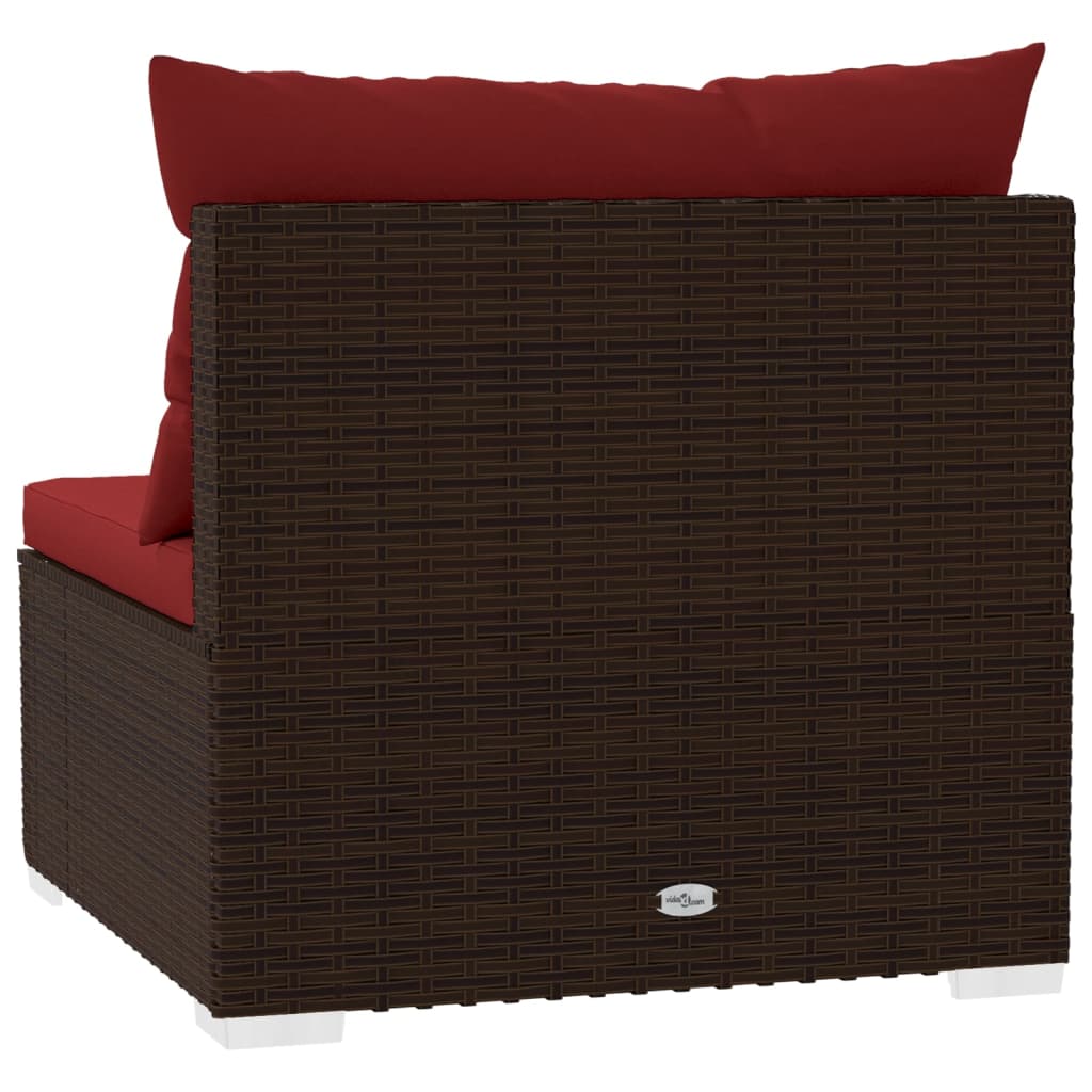 4-Seater Sofa with Cushions Brown Poly Rattan