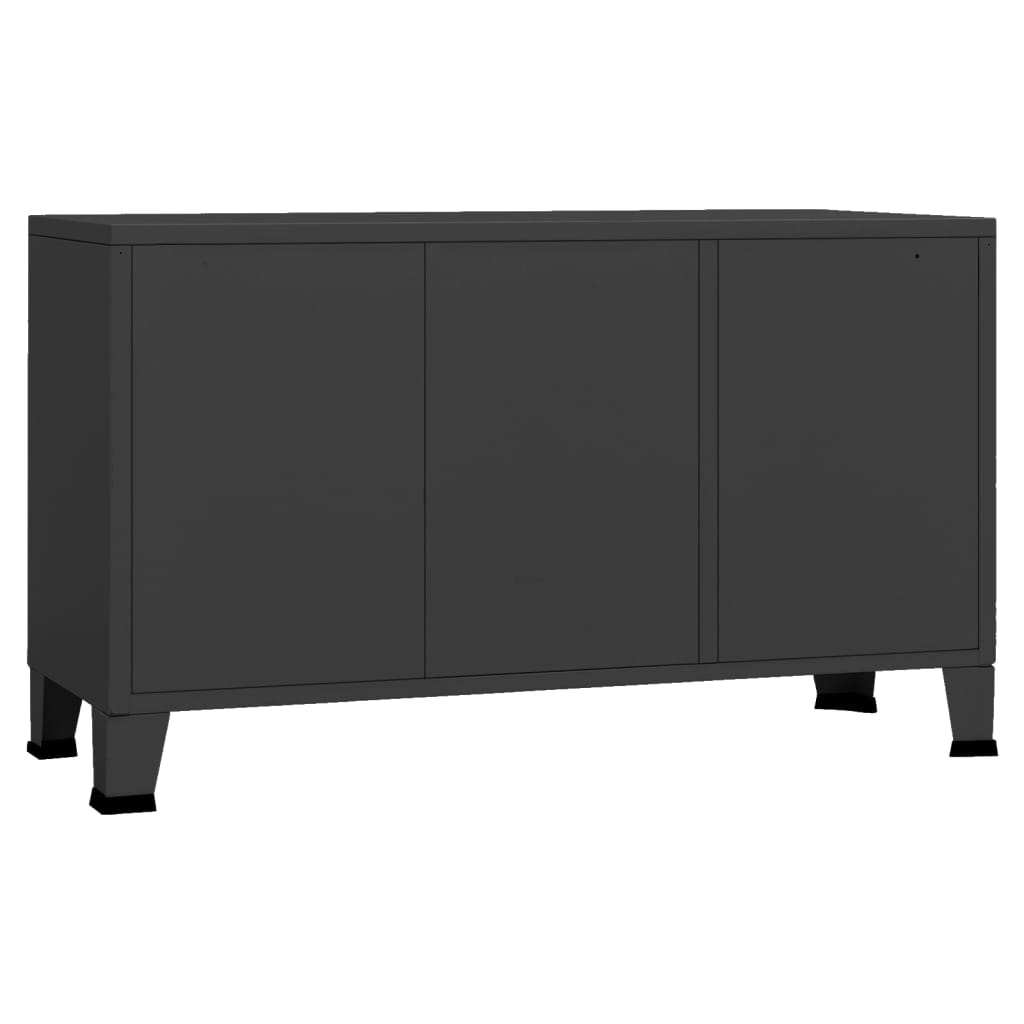 Industrial Sideboard Black 105x35x62 cm Metal and Glass