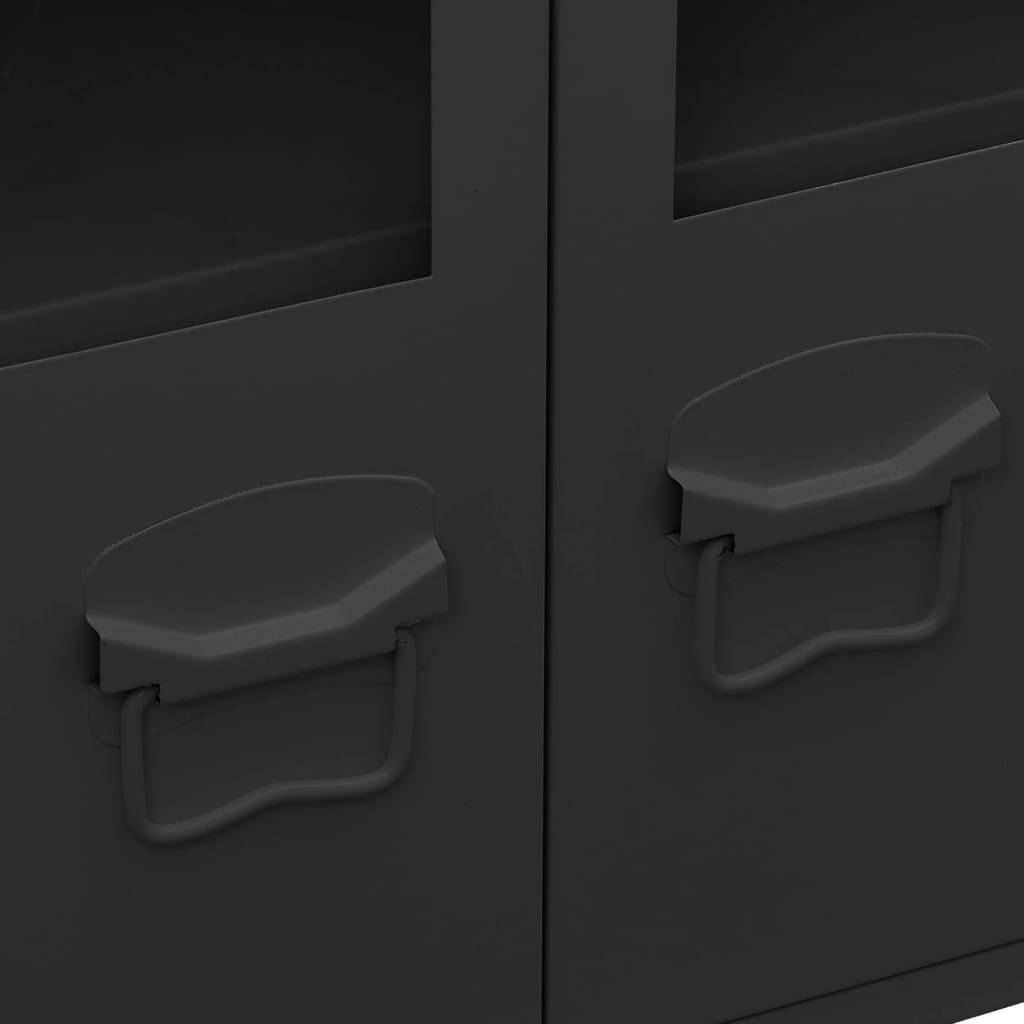 Industrial Sideboard Black 105x35x62 cm Metal and Glass