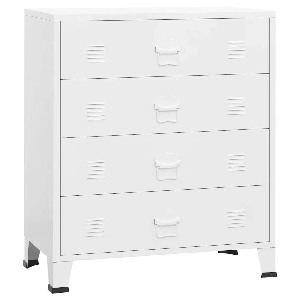 Industrial Drawer Cabinet White 78x40x93 cm Metal