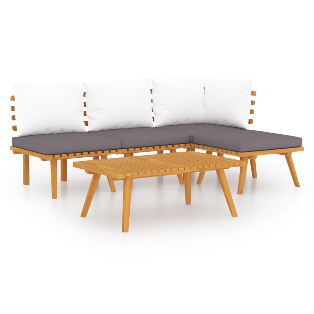 5 Piece Garden Lounge Set with Cushions Solid Wood Acacia