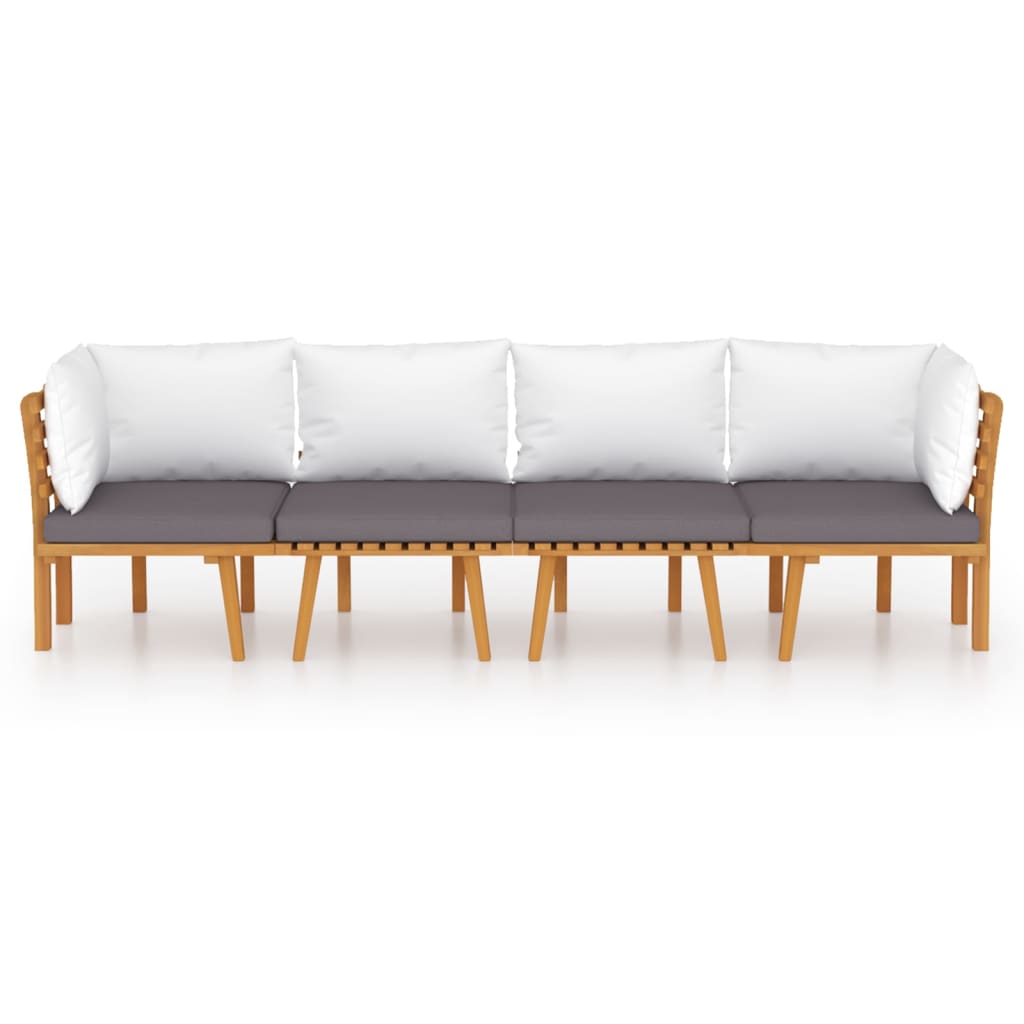 4 Piece Garden Lounge Set with Cushions Solid Acacia Wood