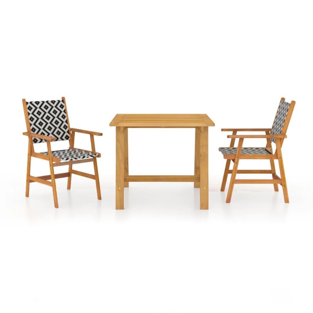 3 Piece Garden Dining Set Solid Wood Acacia