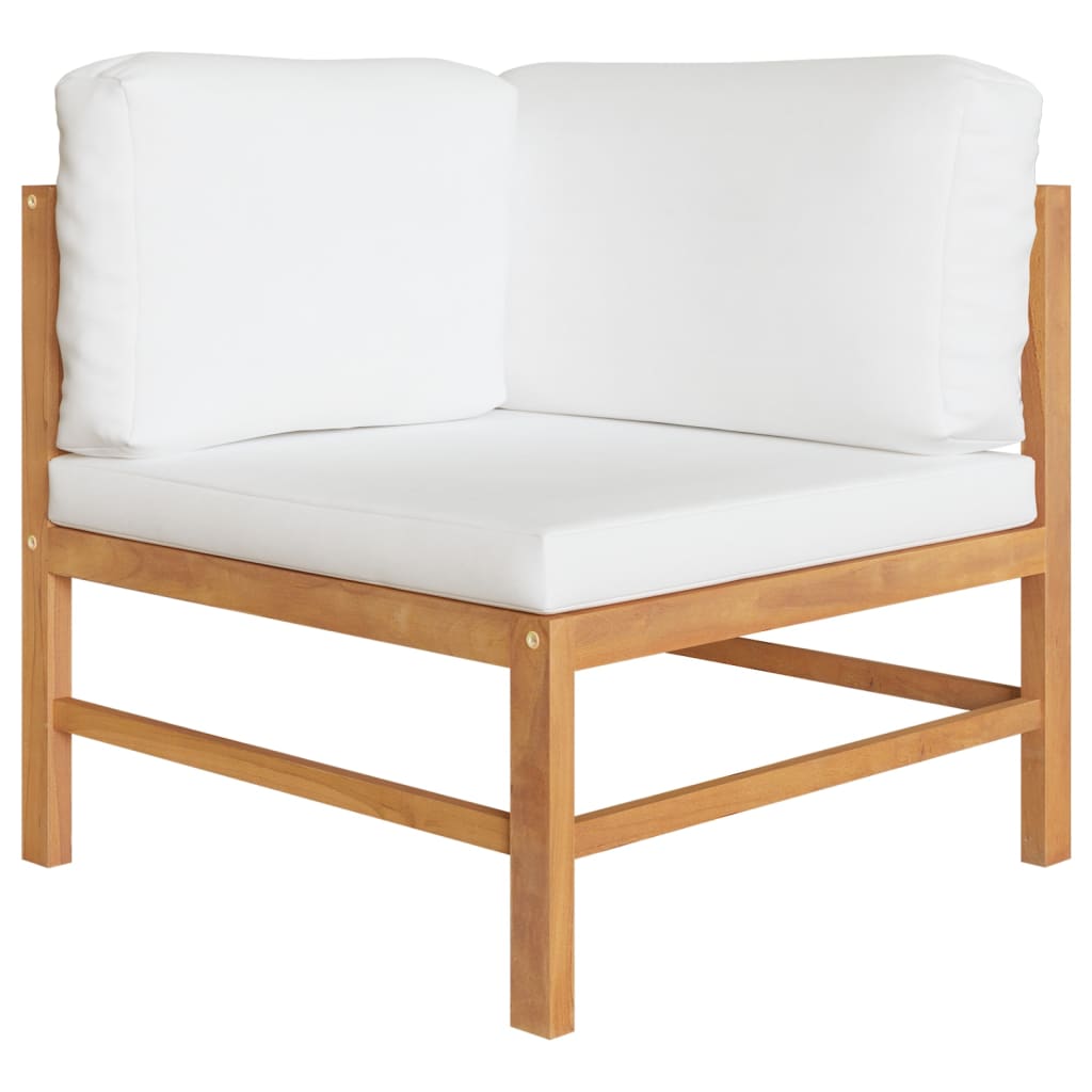 3-Seater Garden Sofa with Cream Cushions Solid Teak Wood