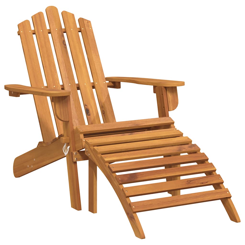 Garden Adirondack Chair with Footrest Solid Acacia Wood