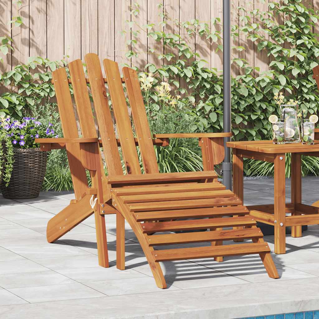 Garden Adirondack Chair with Footrest Solid Acacia Wood
