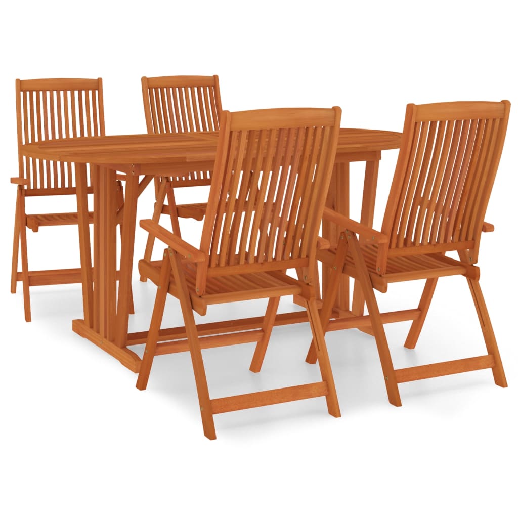 5 Piece Garden Dining Set Solid Wood Eucalyptus