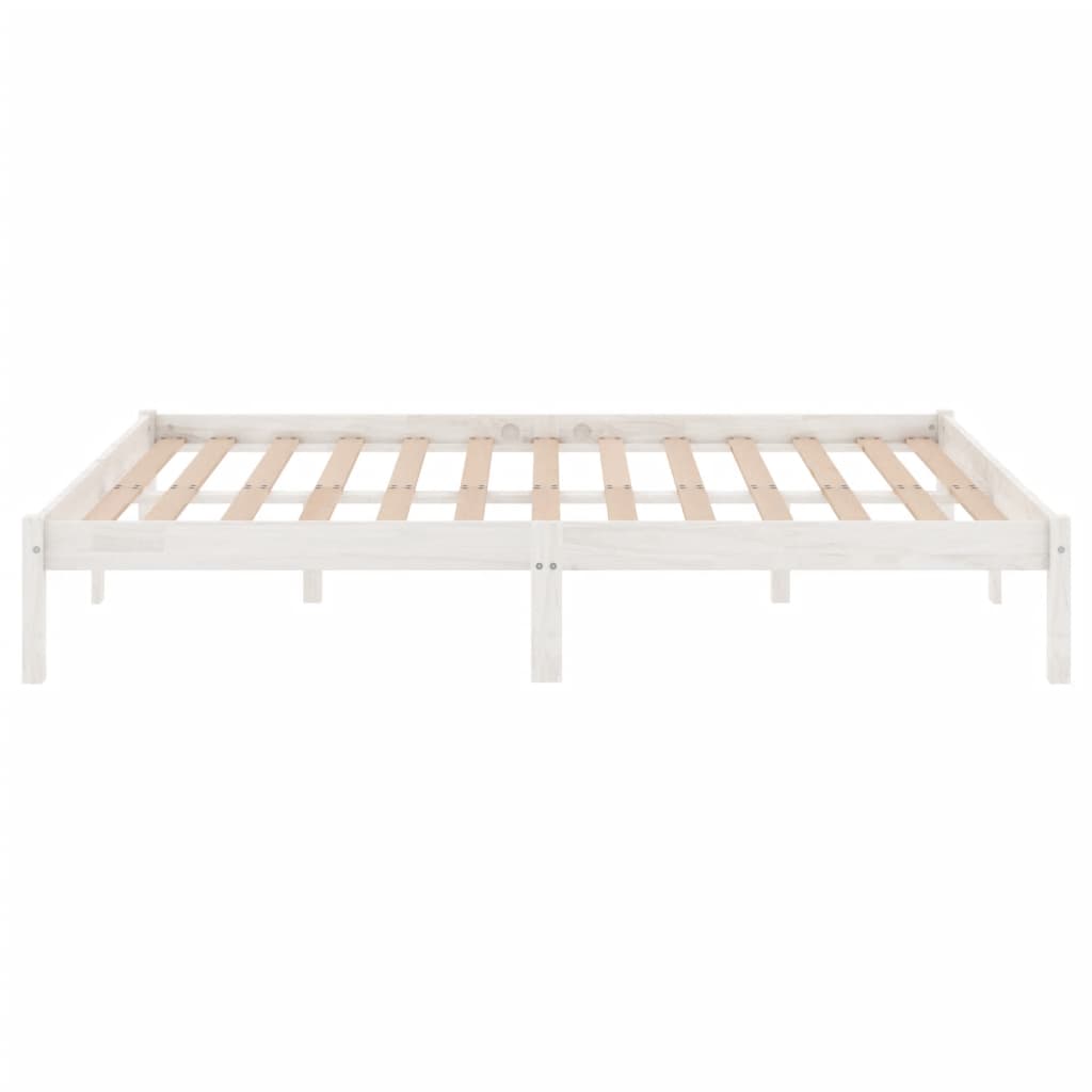 Bed Frame without Mattress White Solid Wood 135x190 cm