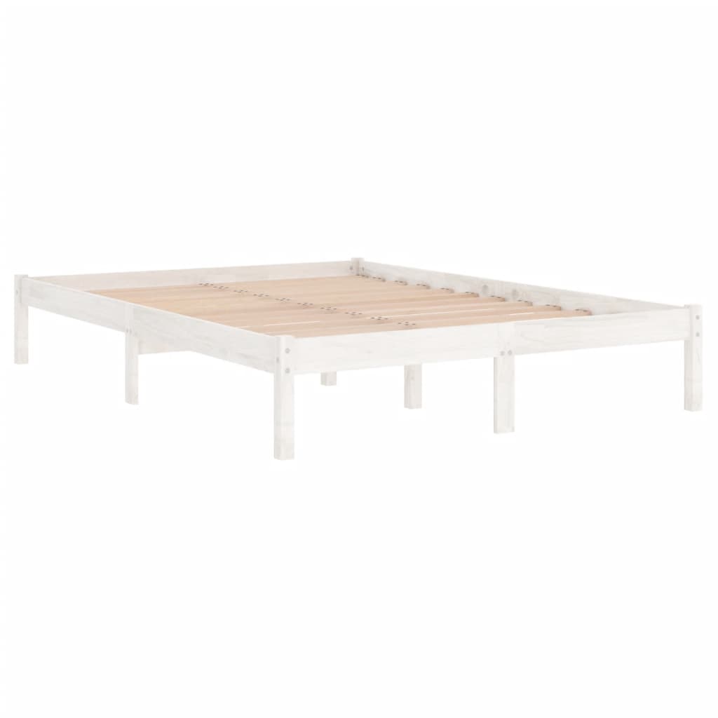 Bed Frame without Mattress White Solid Wood 150x200 cm