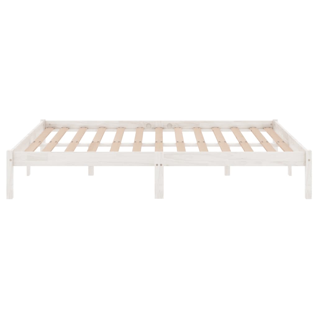 Bed Frame without Mattress White Solid Wood 150x200 cm