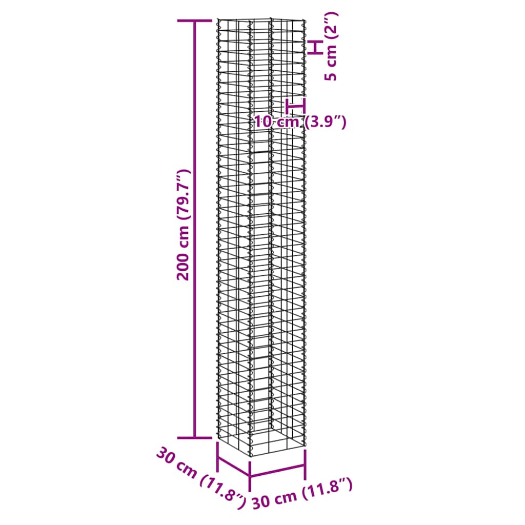 Gabion Raised Beds 3 pcs 30x30x200 cm Iron