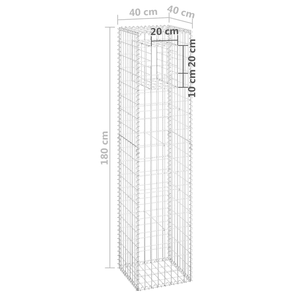Gabion Basket Posts 2 pcs 40x40x180 cm Iron