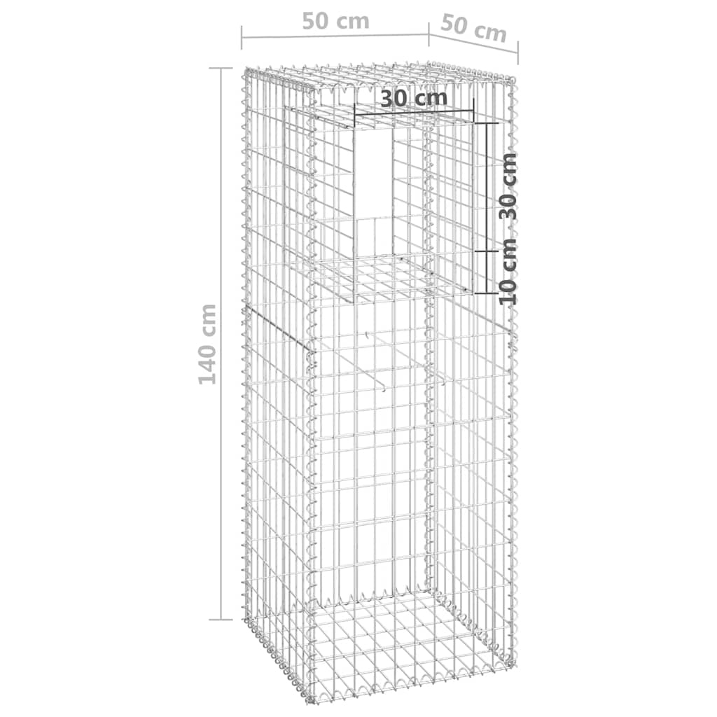 Gabion Basket Posts 2 pcs 50x50x140 cm Iron