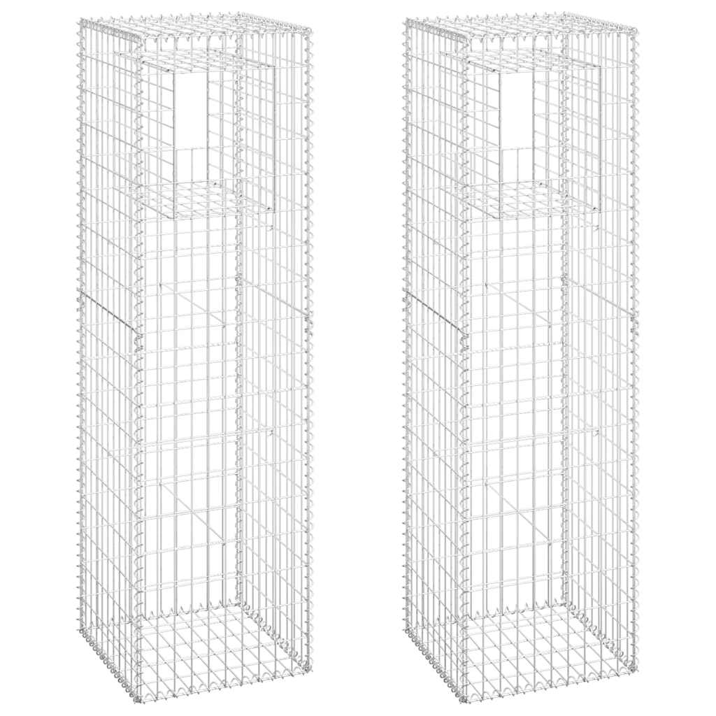 Gabion Basket Posts 2 pcs 50x50x180 cm Iron