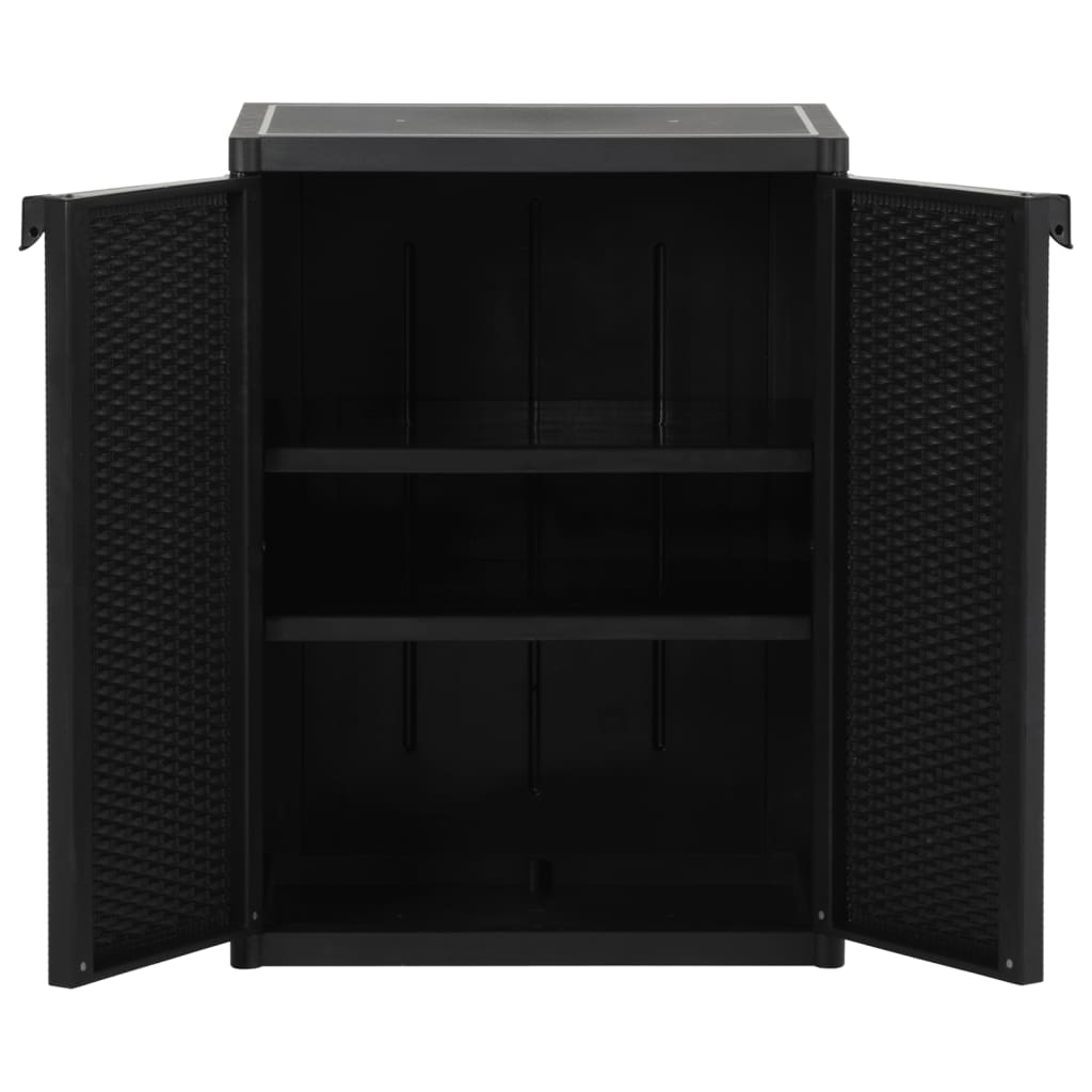 Garden Storage Cabinet Black 65x45x88 cm PP Rattan