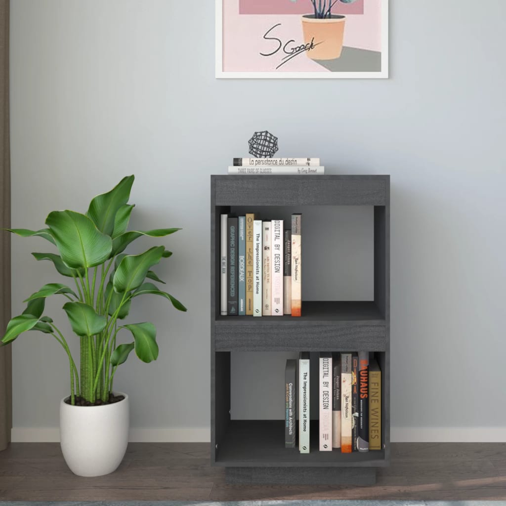 Book Cabinet Grey 40x35x71 cm Solid Pinewood