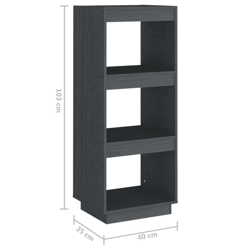 Book Cabinet/Room Divider Grey 40x35x103 cm Solid Pinewood