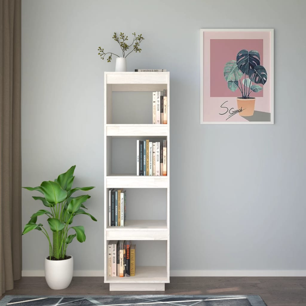 Book Cabinet/Room Divider White 40x35x135 cm Solid Pinewood