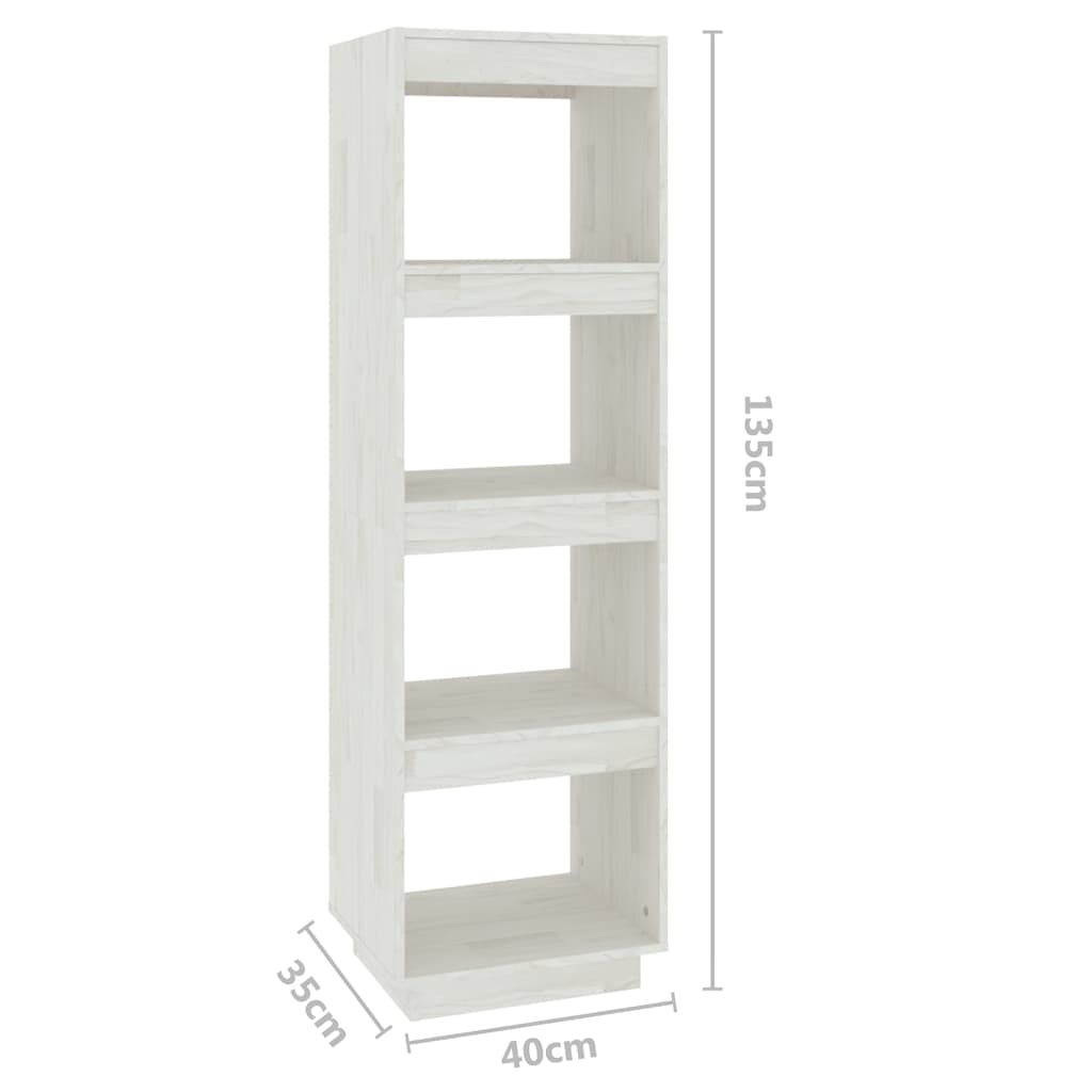 Book Cabinet/Room Divider White 40x35x135 cm Solid Pinewood