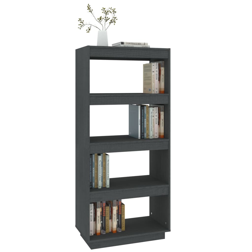 Book Cabinet/Room Divider Grey 60x35x135 cm Solid Pinewood