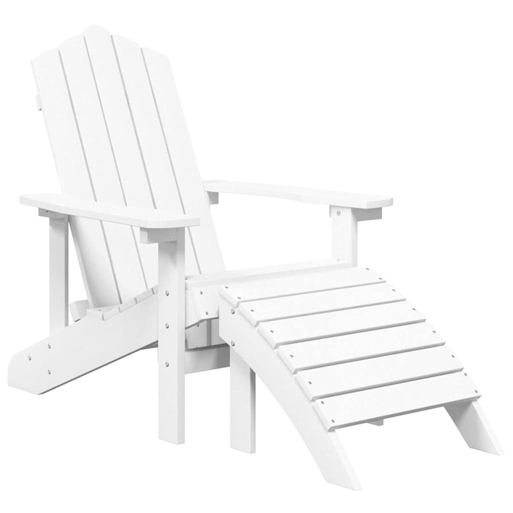 Garden Adirondack Chair with Footstool HDPE White