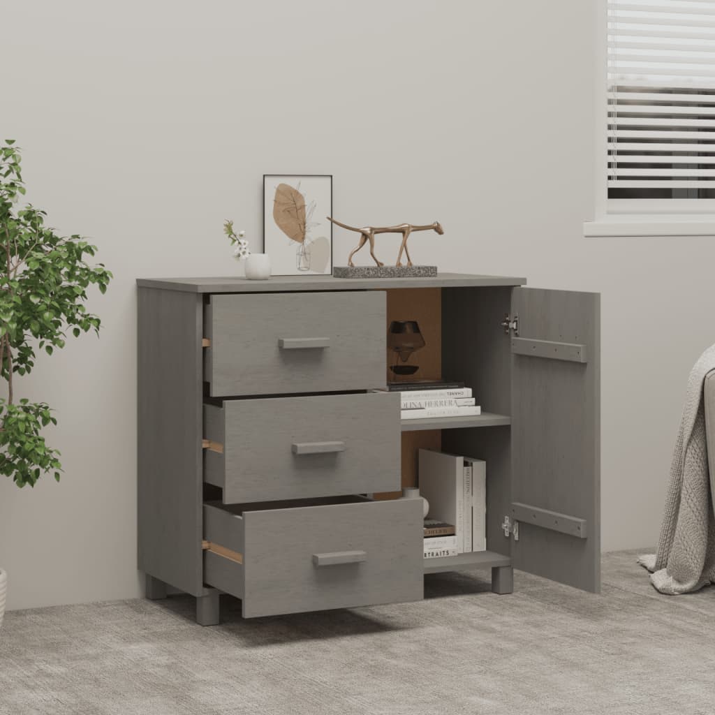 Sideboard "HAMAR" Light Grey 90x40x80 cm Solid Pinewood