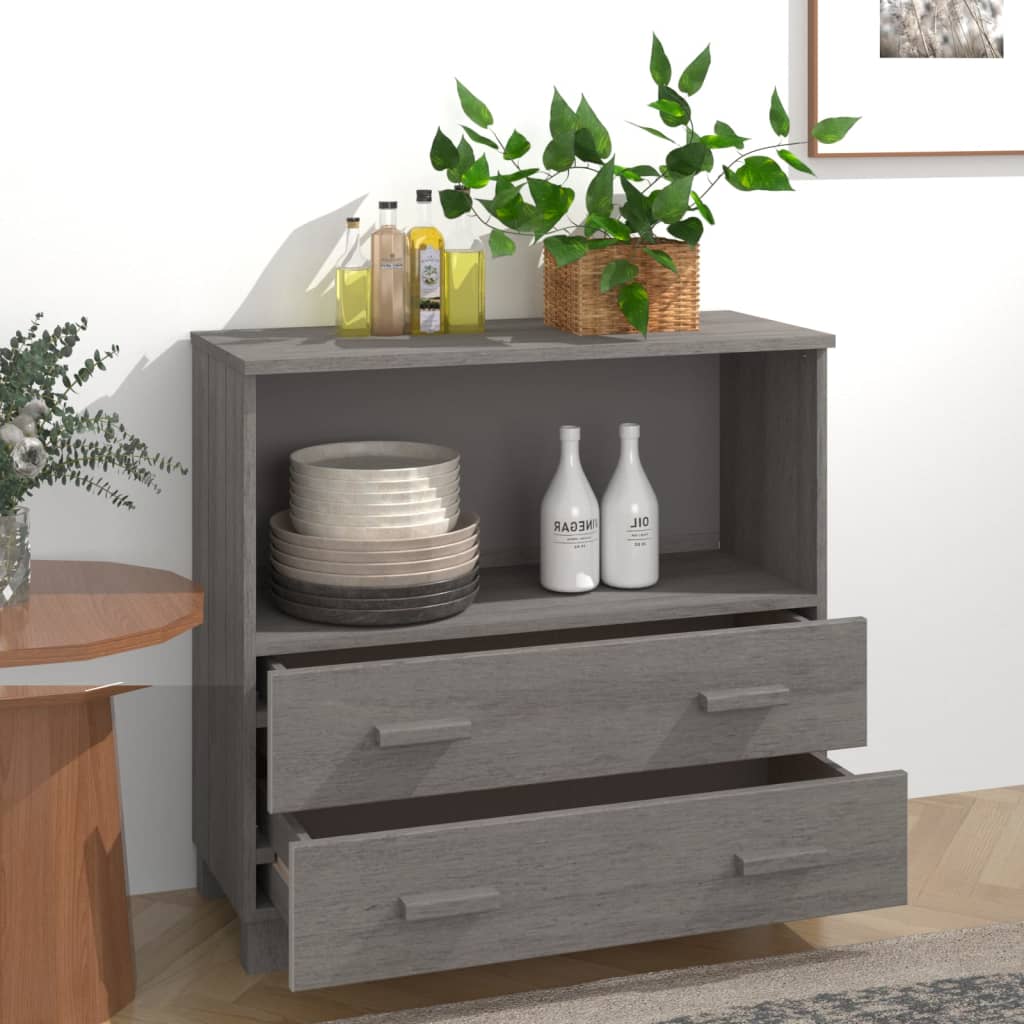 Sideboard "HAMAR" Light Grey 85x35x80 cm Solid Wood Pine