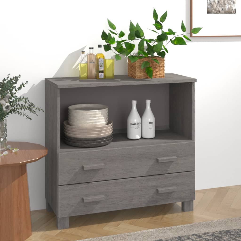 Sideboard "HAMAR" Light Grey 85x35x80 cm Solid Wood Pine