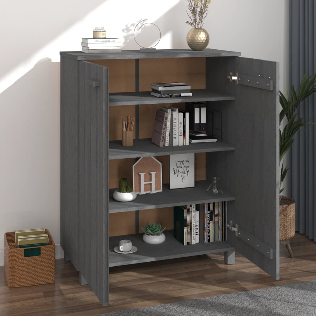 Shoe Cabinet "HAMAR" Dark Grey 85x40x108 cm Solid Wood Pine