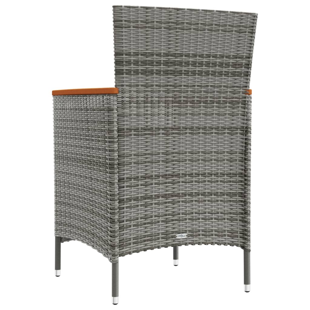 3 Piece Outdoor Dining Set with Cushions Poly Rattan Grey
