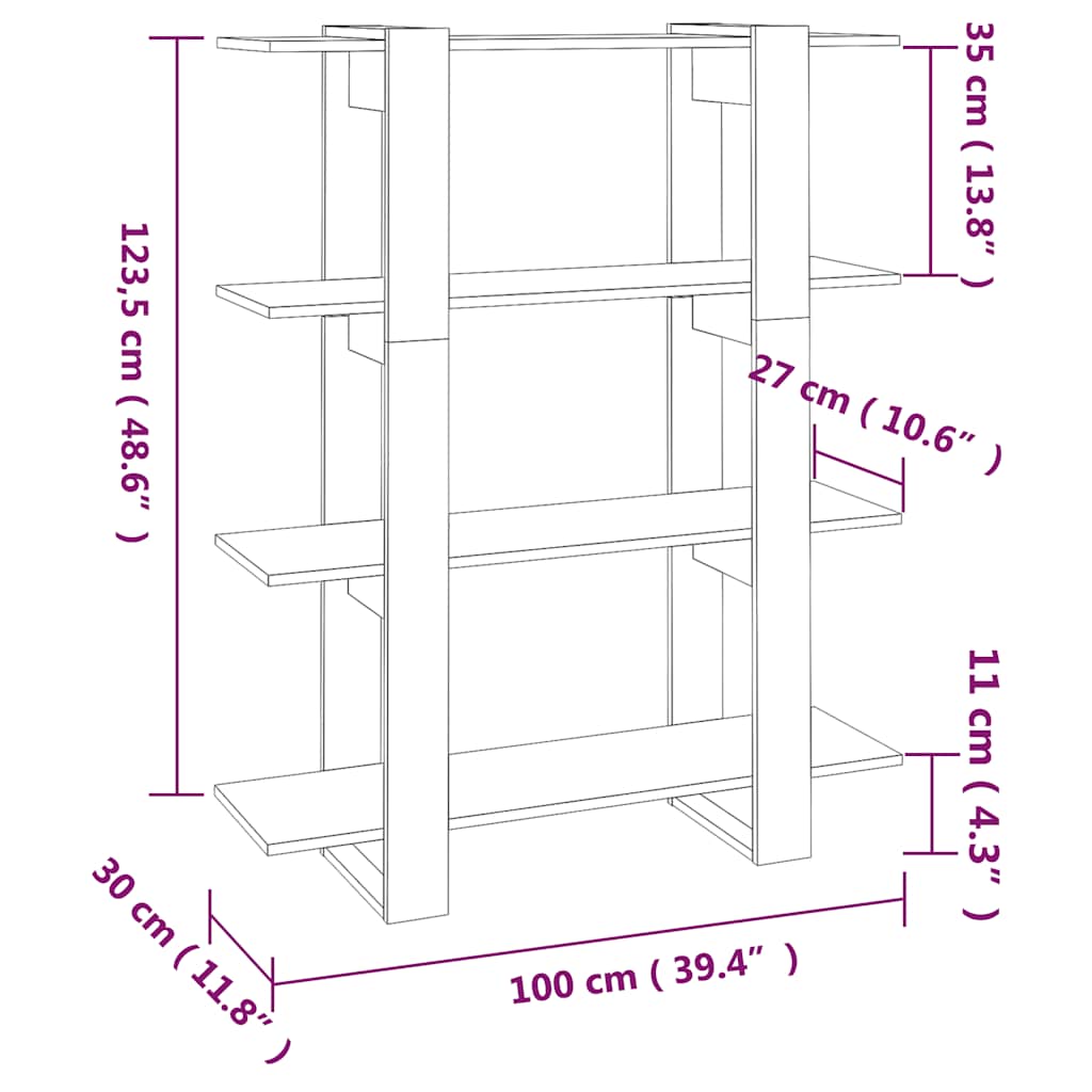 Book Cabinet/Room Divider Sonoma Oak 100x30x123.5 cm