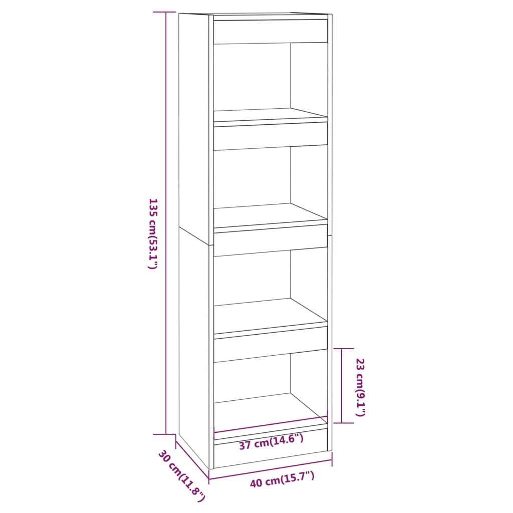 Book Cabinet/Room Divider Concrete Grey 40x30x135 cm