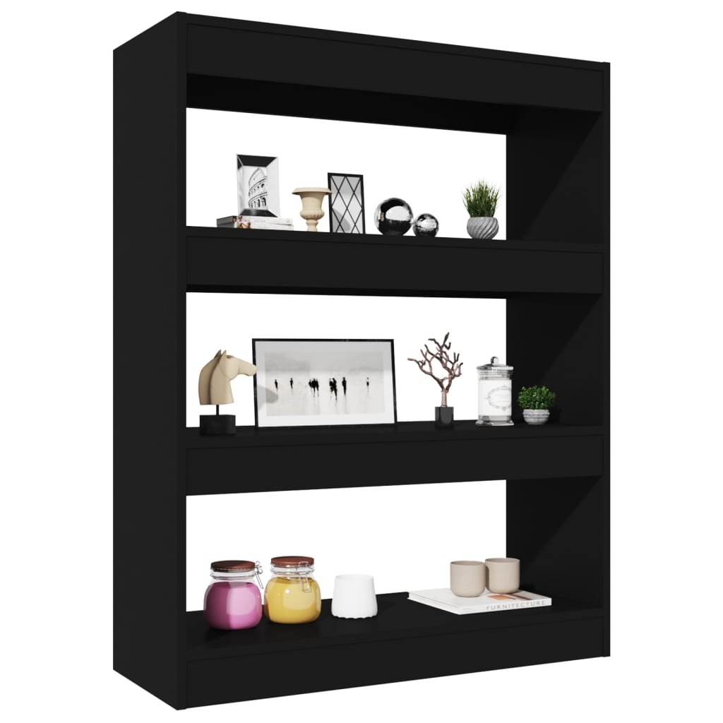 Book Cabinet/Room Divider Black 80x30x103 cm Engineered wood
