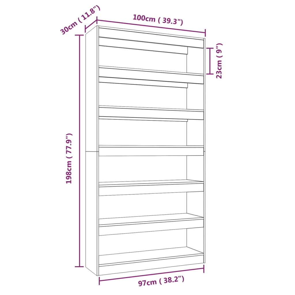 Book Cabinet/Room Divider White 100x30x198 cm Engineered wood