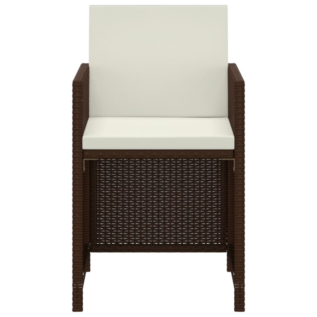 3 Piece Garden Dining Set with Cushions Poly Rattan Brown