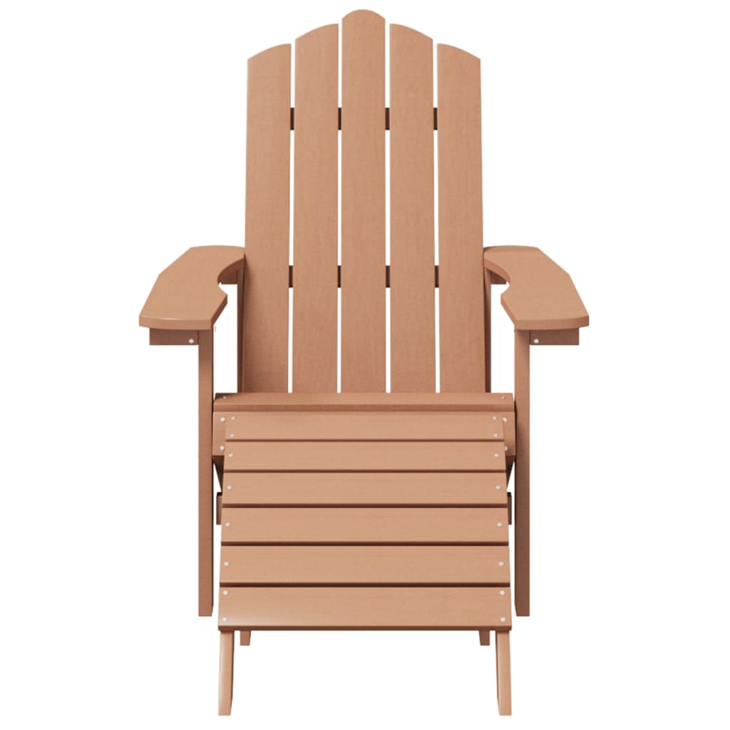 Garden Adirondack Chairs with Footstool & Table HDPE Brown