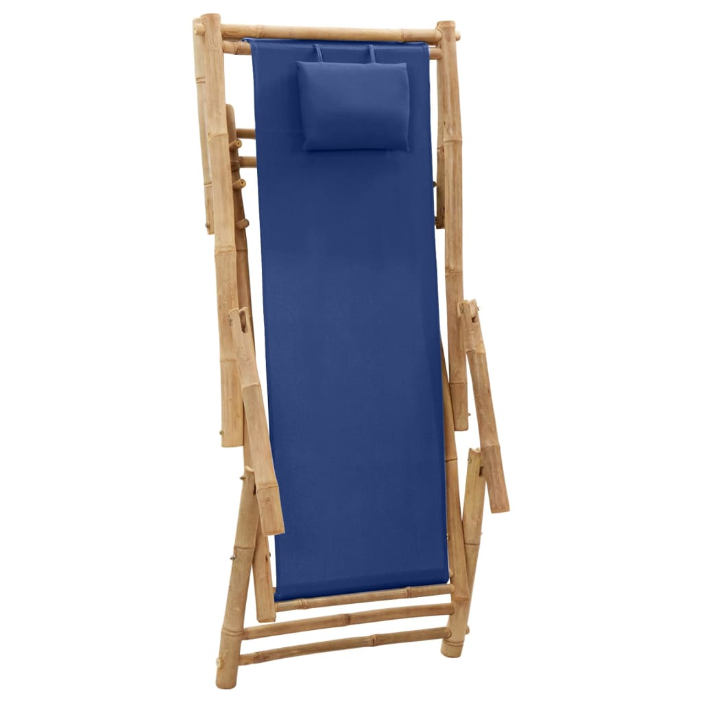 Deck Chair Bamboo and Canvas Navy Blue