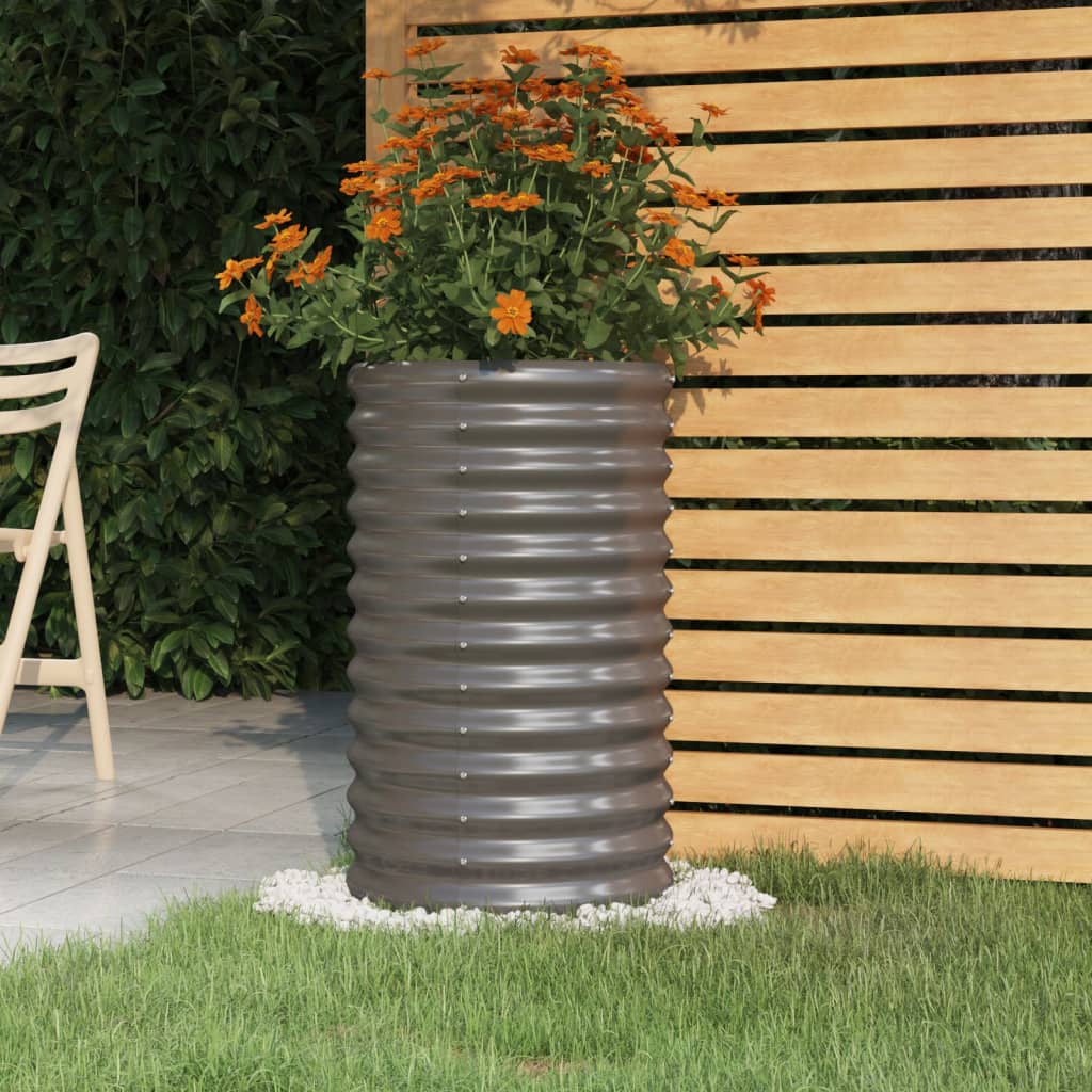 Garden Planter Galvanised Steel 40x40x68 cm Grey