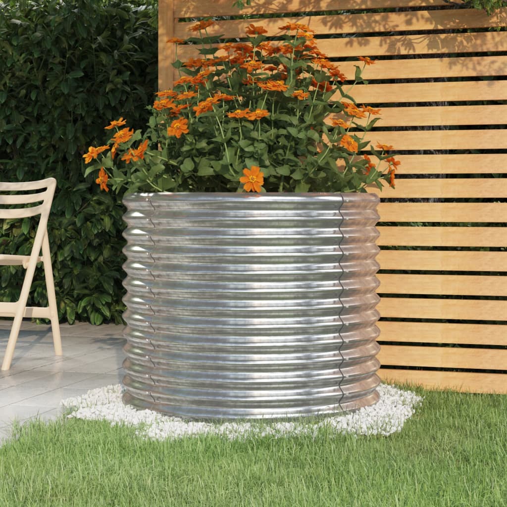 Garden Planter Galvanised Steel 80x80x68 cm Silver
