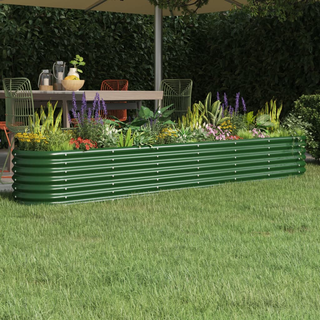 Garden Raised Bed Galvanised Steel 260x40x36 cm Green