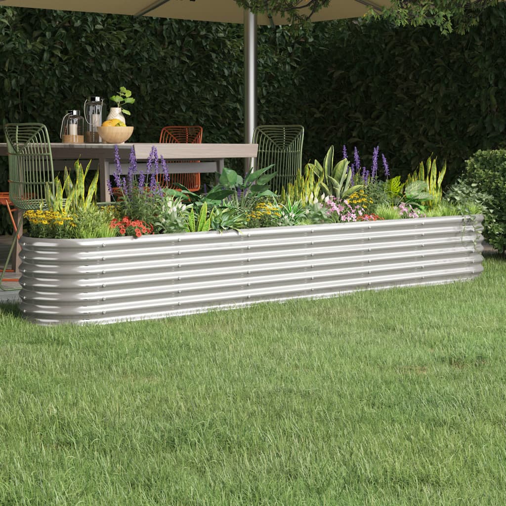 Garden Raised Bed Galvanised Steel 260x40x36 cm Silver
