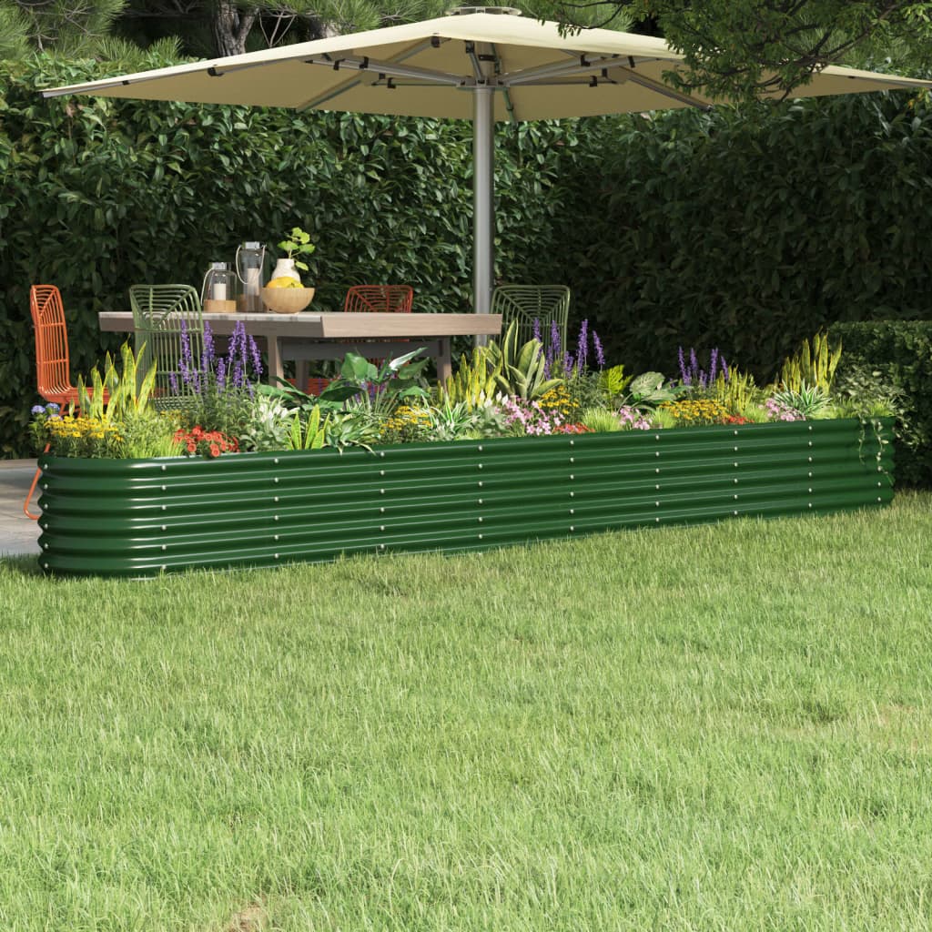 Garden Raised Bed Galvanised Steel 332x40x36 cm Green